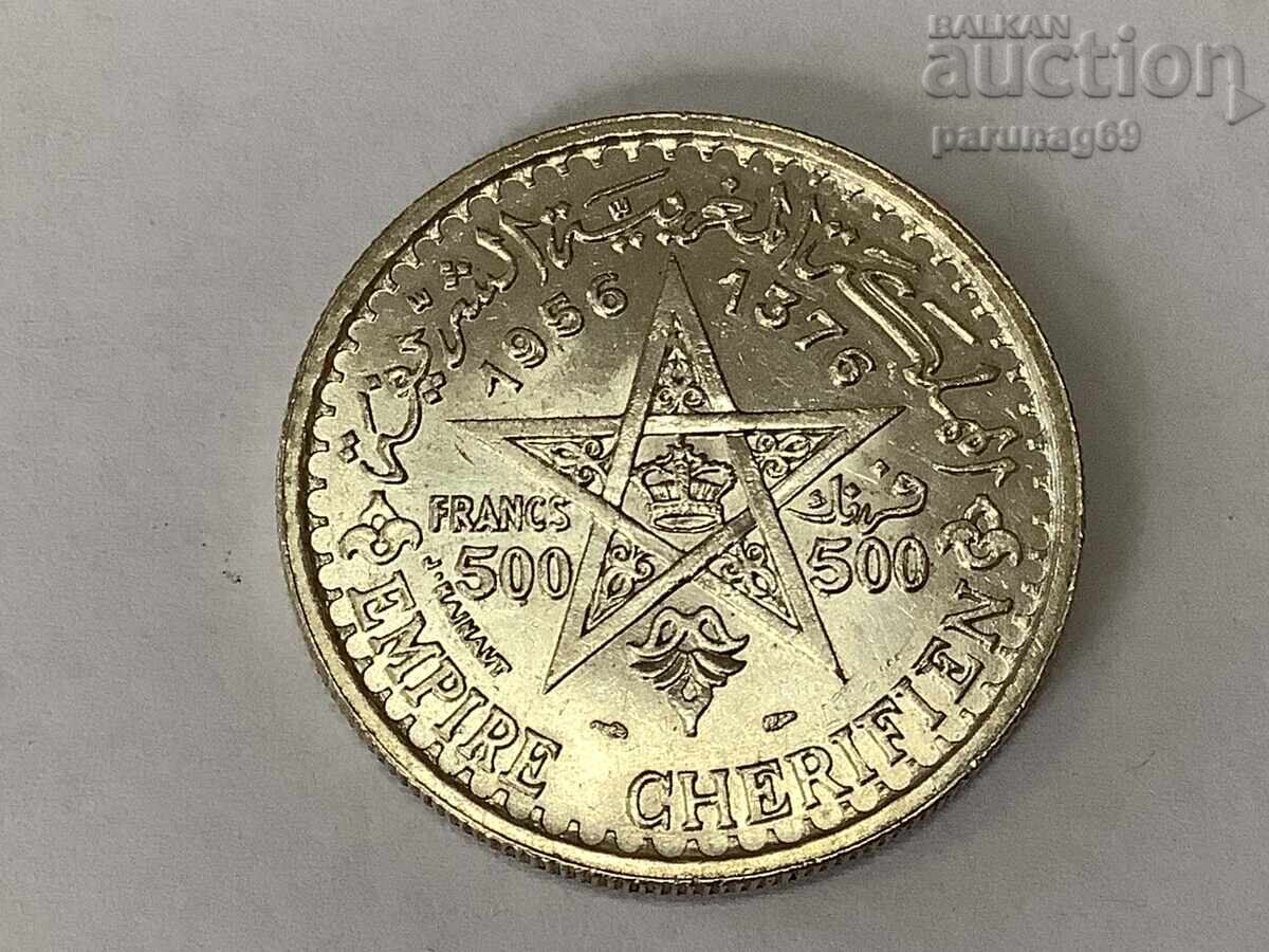 Morocco 500 Francs 1376 (1956) Year - Silver 0.900 Morocco 500 Francs 1376 (1956) Year - Silver 0.900