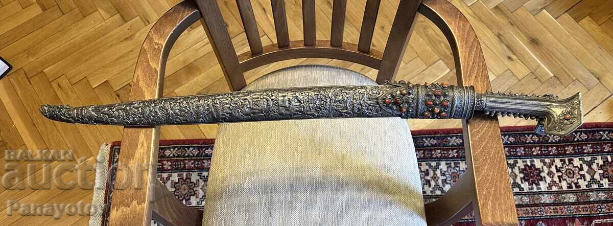 Delivery of OTTOMAN YATAGAN SILVER SABER CORAL GOLD DAGGER KNIFE 1812