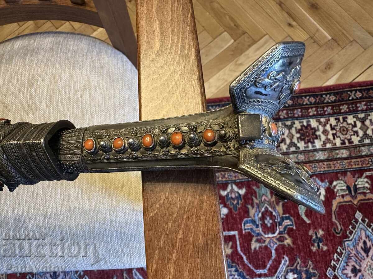 IATAGAN OTOMAN SABIE DE ARGINT CORALI CUȚIT DE AUR CUȚIT 1812 - 5