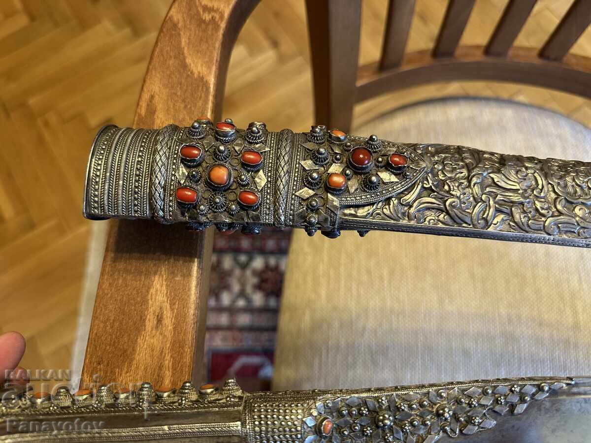 IATAGAN OTOMAN SABIE DE ARGINT CORALI CUȚIT DE AUR CUȚIT 1812 - 7
