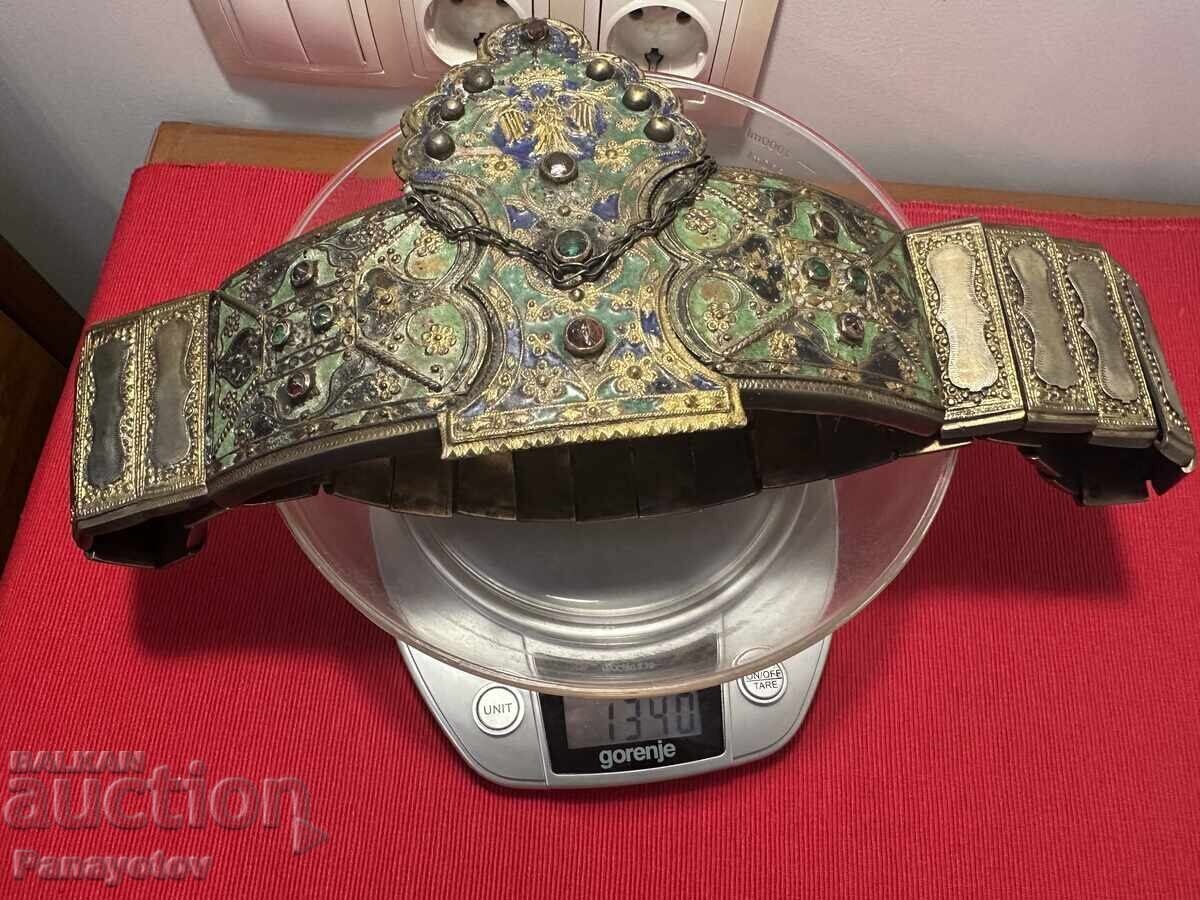 BELT PAFTA PAFTI DEDEAGACH SILVER ENAMEL GOLD PLATED RARE - 6 BELT PAFTA PAFTI DEDEAGACH SILVER ENAMEL GOLD PLATED RARE - 6