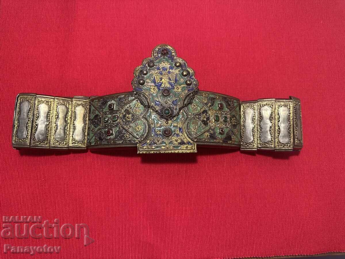 BELT PAFTA PAFTI DEDEAGACH SILVER ENAMEL GOLD PLATED RARE BELT PAFTA PAFTI DEDEAGACH SILVER ENAMEL GOLD PLATED RARE