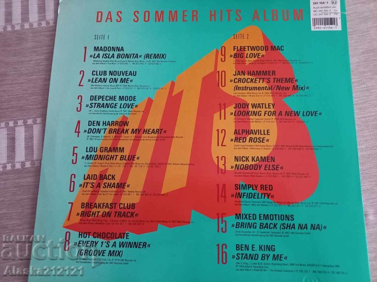 Gramophone record - SUMMER HITS with price 7.00 BGN | € 3.58 Gramophone record - SUMMER HITS with price 7.00 BGN | € 3.58