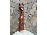 FIGURĂ STATUETĂ LEMN DESEN PISICĂ PISICUȚĂ - 80 CM