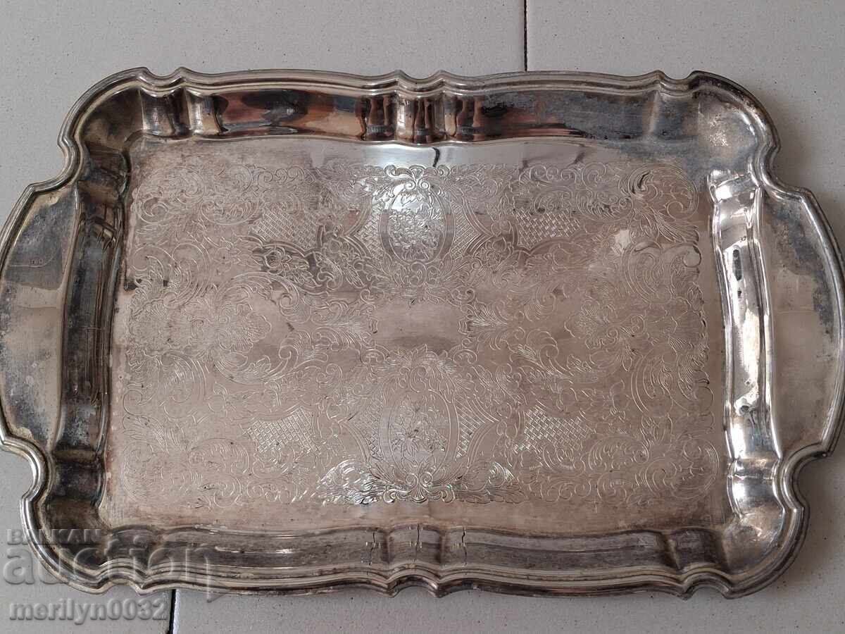 Σταρένιο δίσκος με χαραγμένα σχέδια, επίχρυσο χοντρό ασημένιο δίσκο σερβιρίσματος με τιμή 90.00 BGN | € 46.02