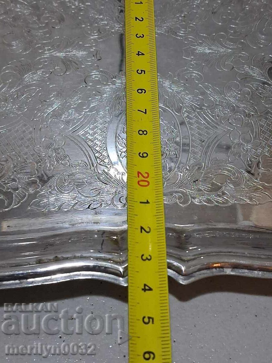 Σταρένιο δίσκος με χαραγμένα σχέδια, επίχρυσο χοντρό ασημένιο δίσκο σερβιρίσματος - 5