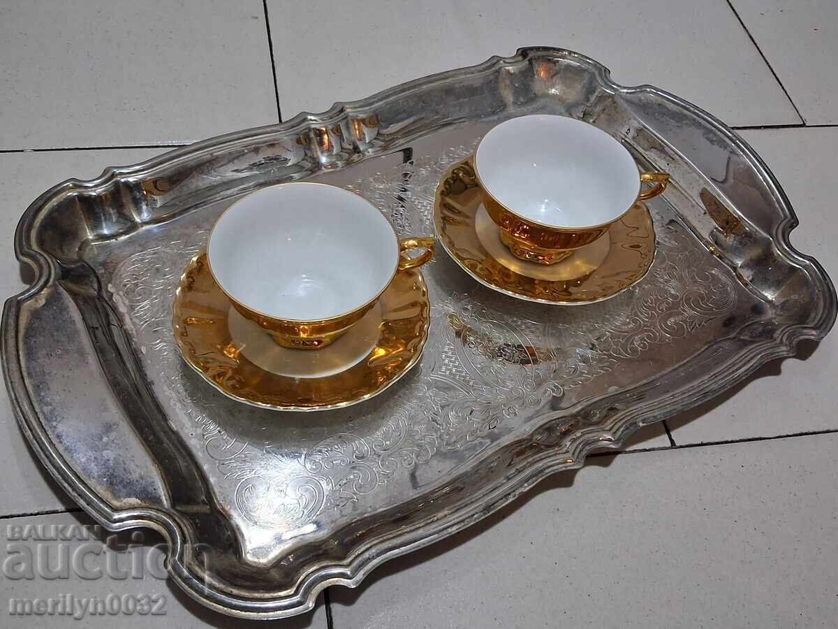 Σταρένιο δίσκος με χαραγμένα σχέδια, επίχρυσο χοντρό ασημένιο δίσκο σερβιρίσματος - 7