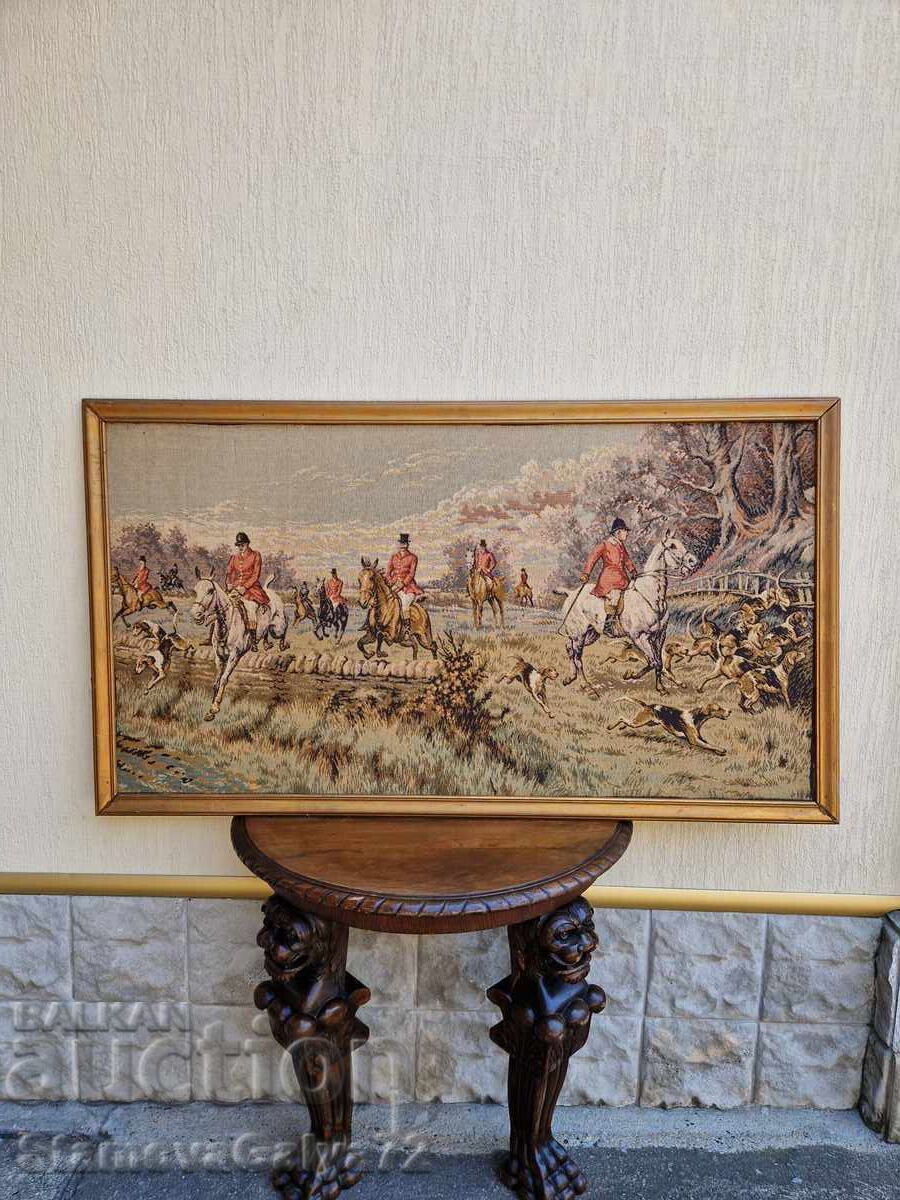 Прекрасен антикварен белгийски гоблен