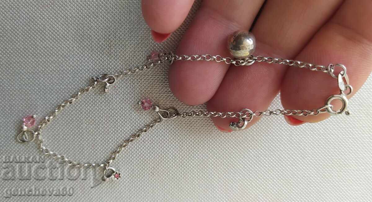 Brățară de gleznă argint și cristale, marcaje cu preț € 12.00 | 23.47 BGN Brățară de gleznă argint și cristale, marcaje cu preț € 12.00 | 23.47 BGN