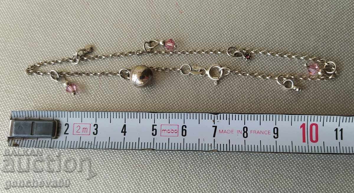 Δημοπρασία Ασημένια αστράγαλος με κρύσταλλα και γρίβνα