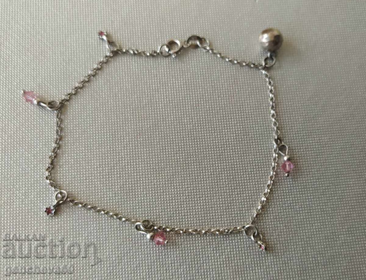 Ασημένια αστράγαλος με κρύσταλλα και γρίβνα - 5