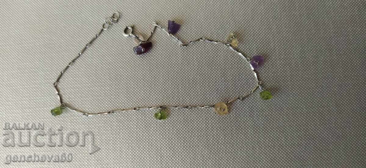 Delicate ankle bracelet with Swarovski crystals/silver - 5