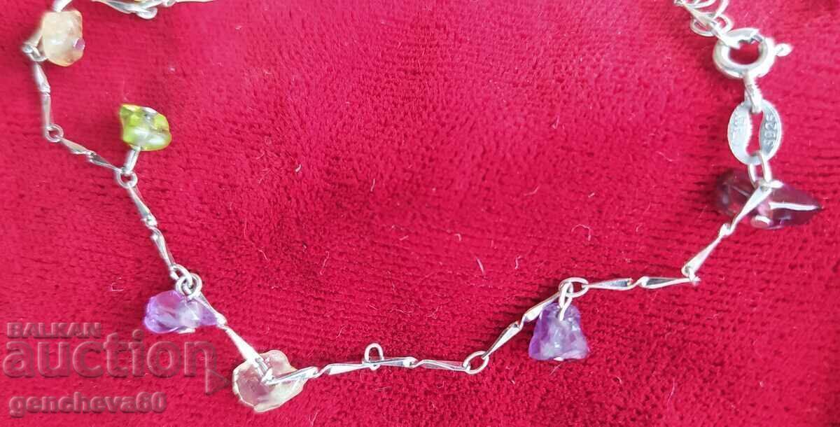 Delicate ankle bracelet with Swarovski crystals/silver - 6