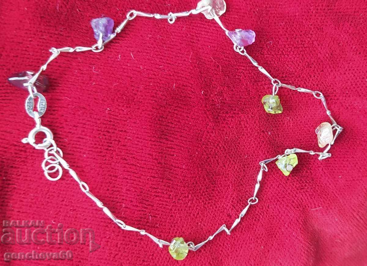 Delicate ankle bracelet with Swarovski crystals/silver