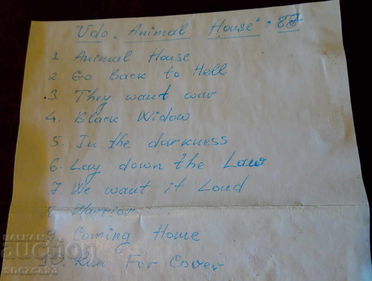 Delivery of Sony CHF60 Audio Cassette with the heavy metal band U.D.O