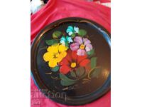 Wonderful tray painted with oil paints