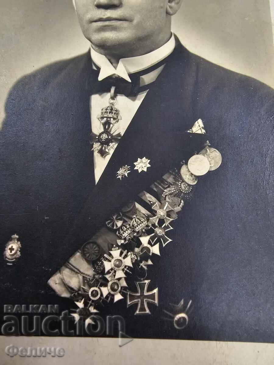 Rare photograph of a high-ranking officer-general with orders with price 120.00 BGN | € 61.36