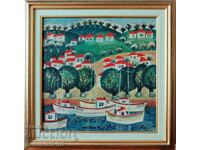 Εικόνα, "Οικισμός δίπλα στη θάλασσα", τέχνη. Ιβάν Ποπόφ, 1994