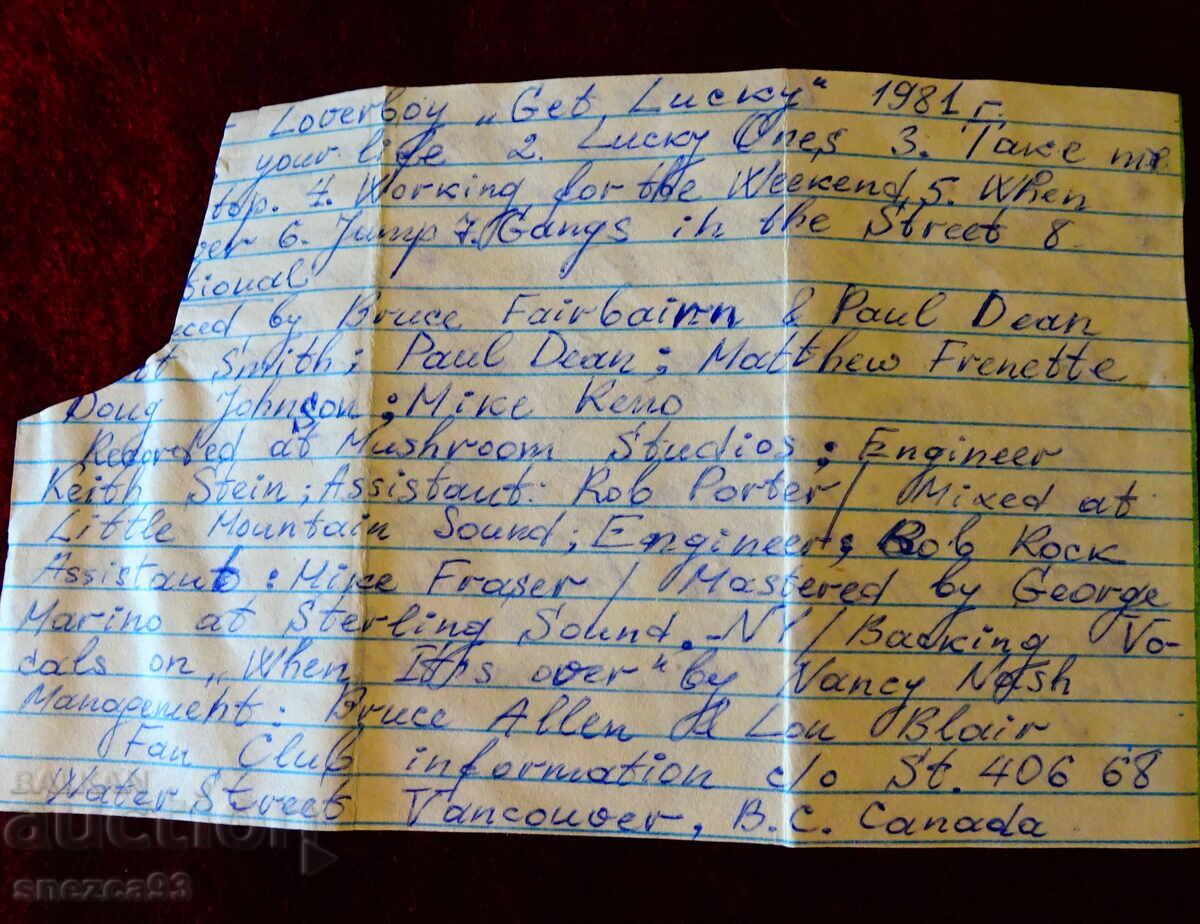 Delivery of BASF Audio Cassette with Loverboy and Dr. Feelgood