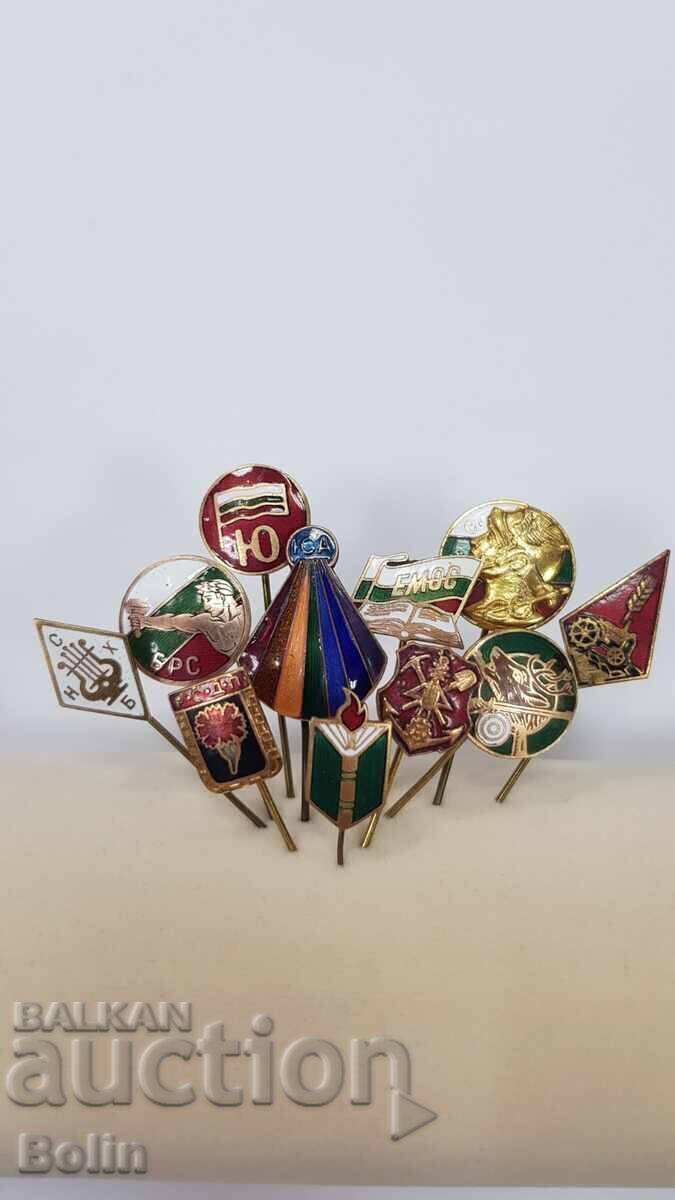 Auction  Collection Lot of 11 pcs. royal badges, signs, emblem, badge with enamel