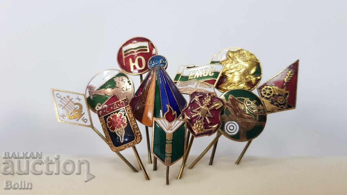 Collection Lot of 11 pcs. royal badges, signs, emblem, badge with enamel