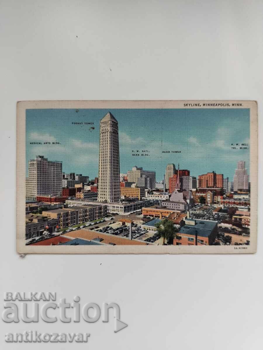 Стара пощенска картичка на Минеаполис, САЩ, 1935г. Стара пощенска картичка на Минеаполис, САЩ, 1935г.