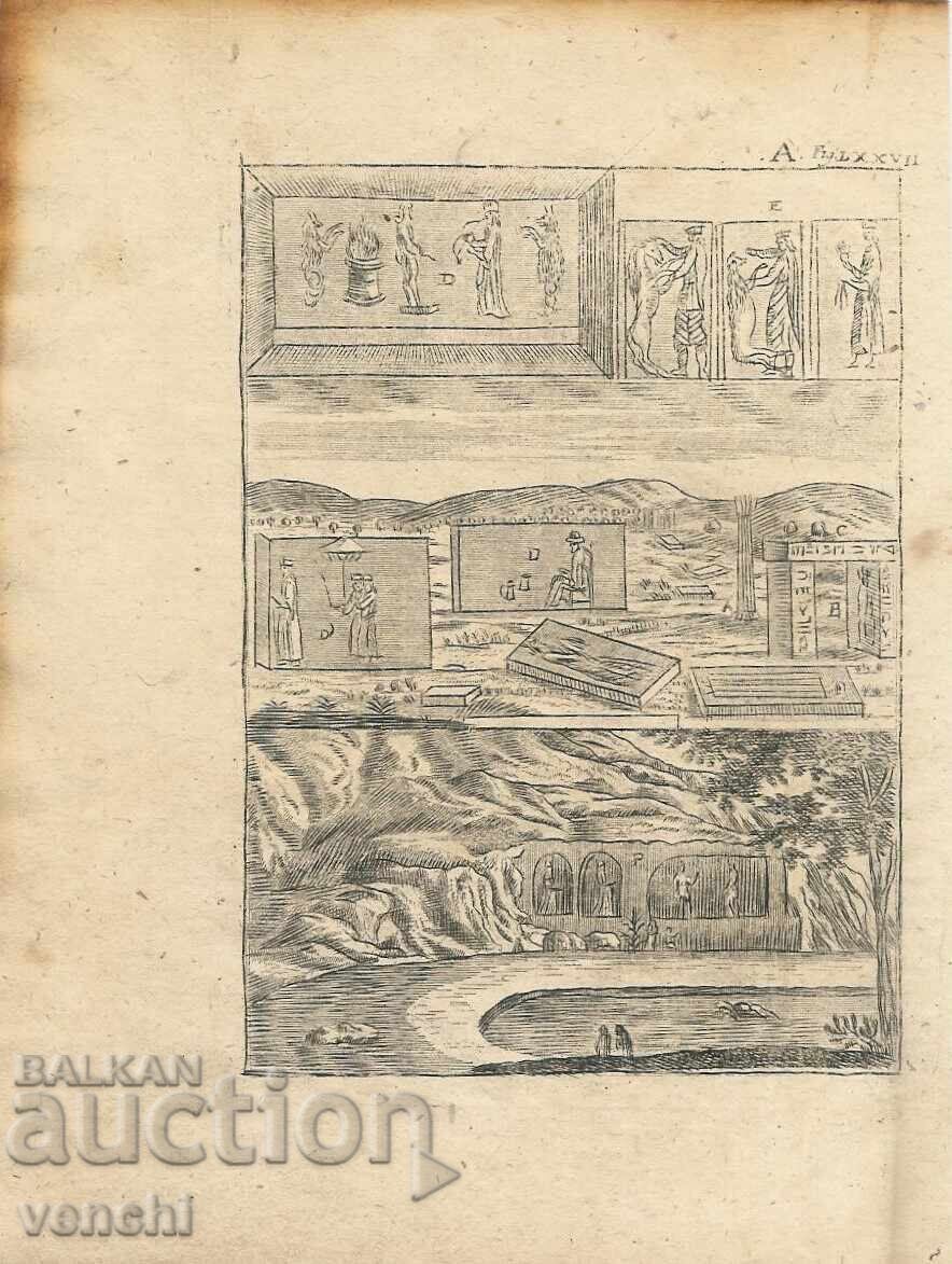 1719 - GRAVURĂ MALLET - RUINELE PERSEPOLISULUI - original
