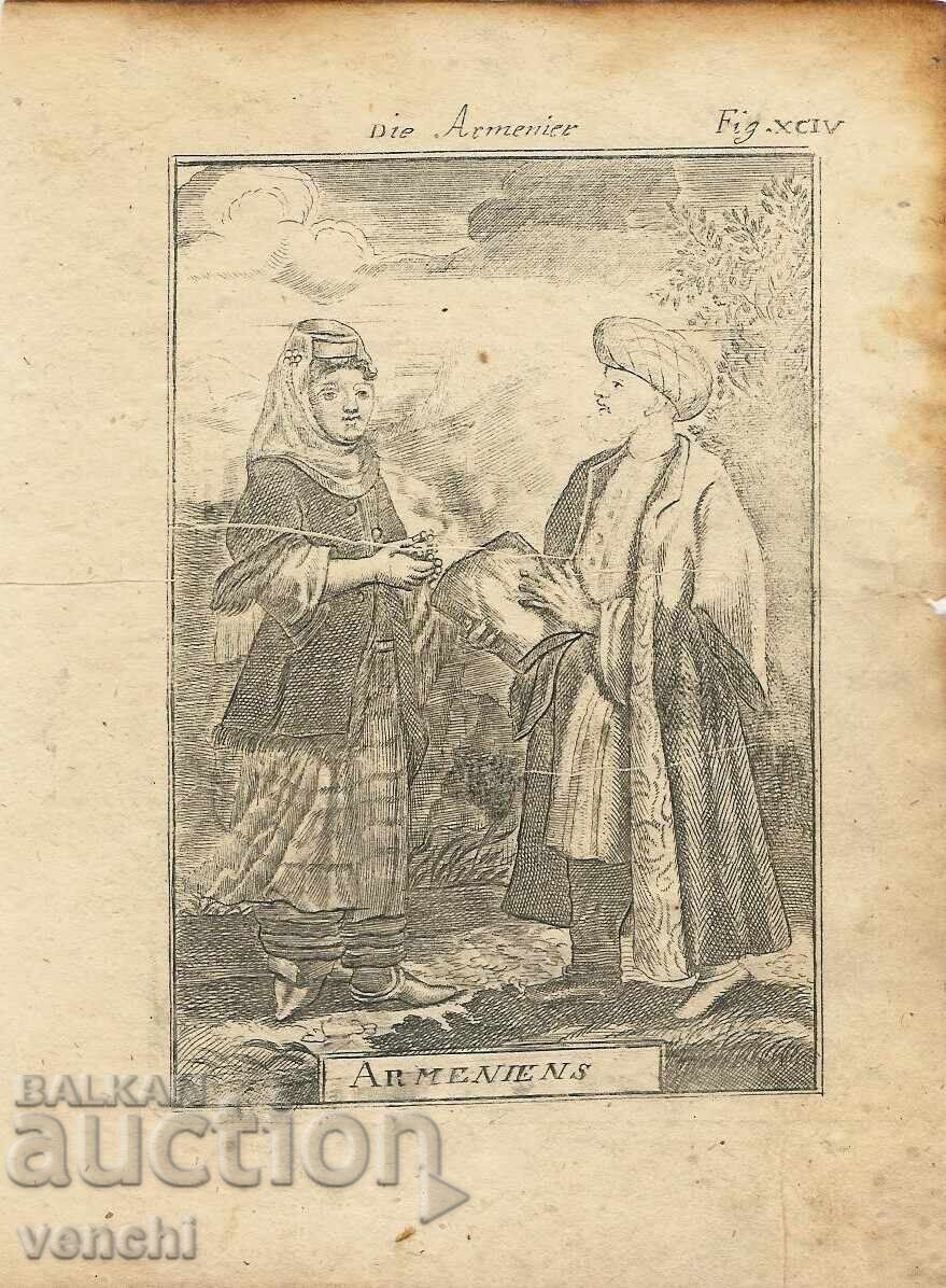 1719 - GRAVURĂ MALLET - ARMENI - original 1719 - GRAVURĂ MALLET - ARMENI - original