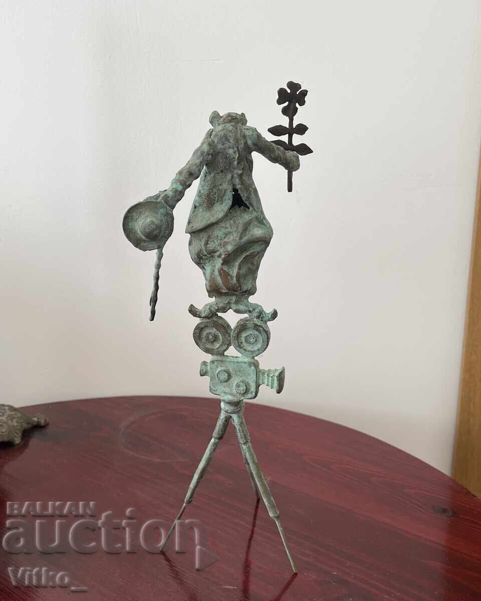 Stavri Kalinov, sculpture, Charlie Chaplin on a film camera with price 981.00 BGN | € 501.58