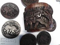 AFRICA - SET OF ENGRAVED WOODEN COASTERS