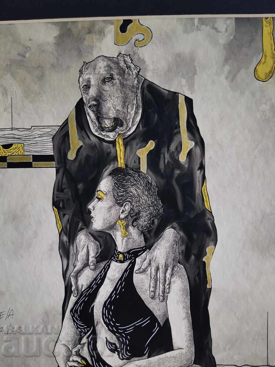 Auction  Denis Marinov Wilder The shepherd dog mixed technique