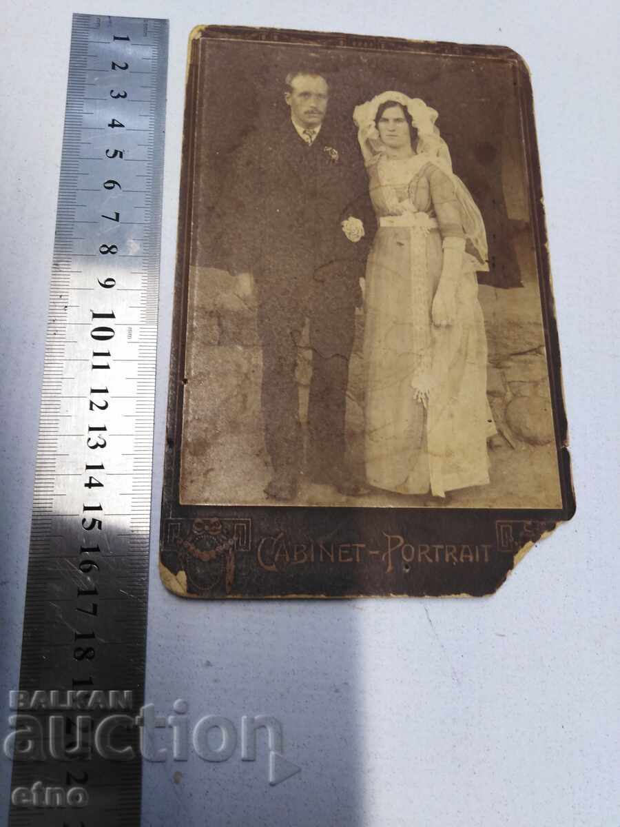 Auction  CAVE 1914 OLD ROYAL PHOTO-CARDBOARD-BRIDE AND GROOM, BRIDE