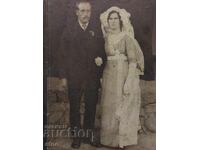 CAVE 1914 OLD ROYAL PHOTO-CARDBOARD-BRIDE AND GROOM, BRIDE