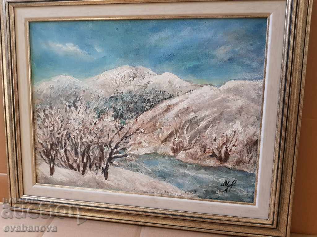 Доставка на Картина Милен Славов Пейзаж Утро край Искар масло с рамка Доставка на Картина Милен Славов Пейзаж Утро край Искар масло с рамка