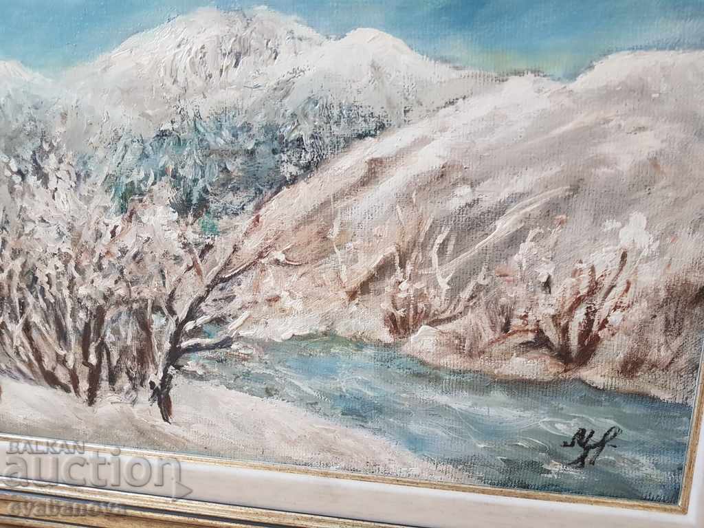 Картина Милен Славов Пейзаж Утро край Искар масло с рамка - 6 Картина Милен Славов Пейзаж Утро край Искар масло с рамка - 6