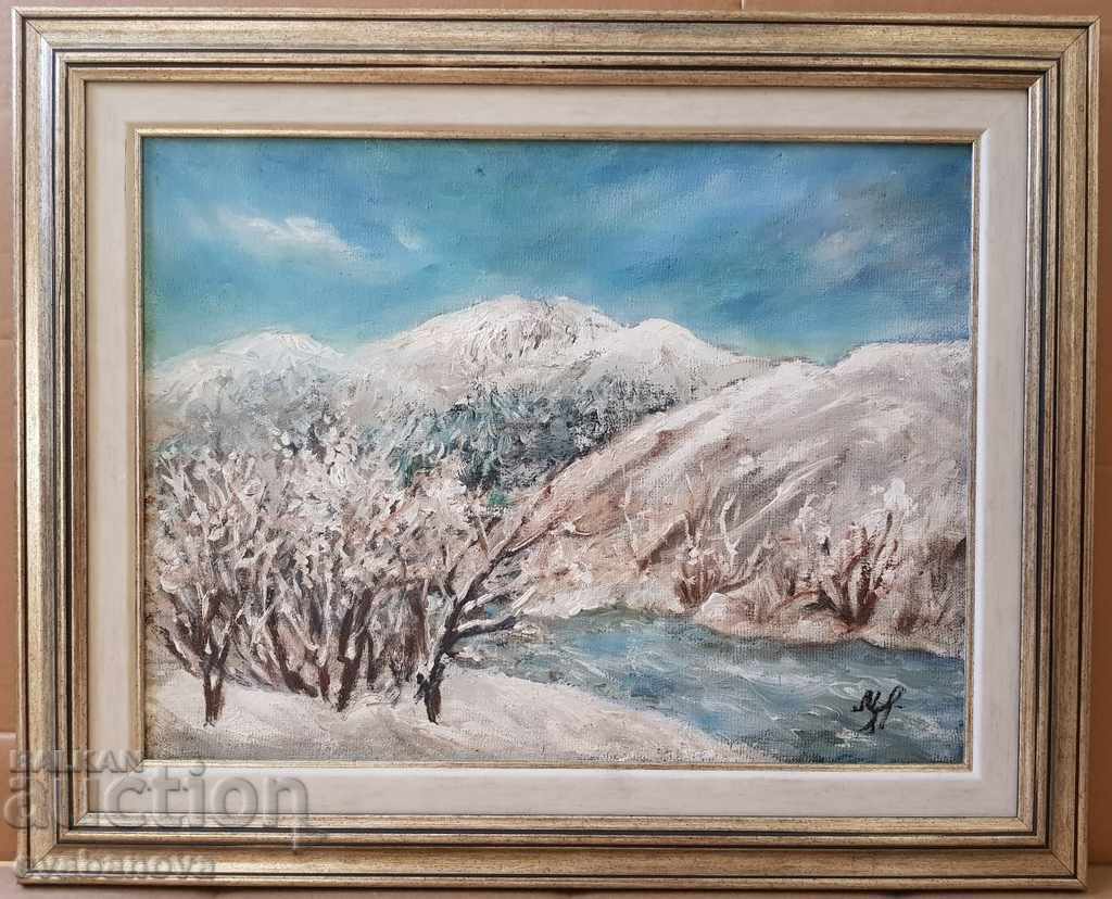 Картина Милен Славов Пейзаж Утро край Искар масло с рамка Картина Милен Славов Пейзаж Утро край Искар масло с рамка