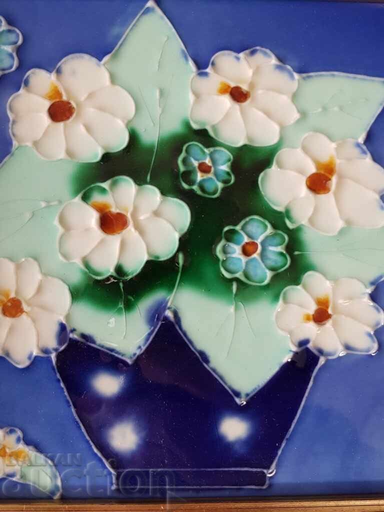 Όμορφη ζωγραφιά με λουλούδια ζωγραφισμένα στο χέρι κεραμικά και σμάλτο - 5