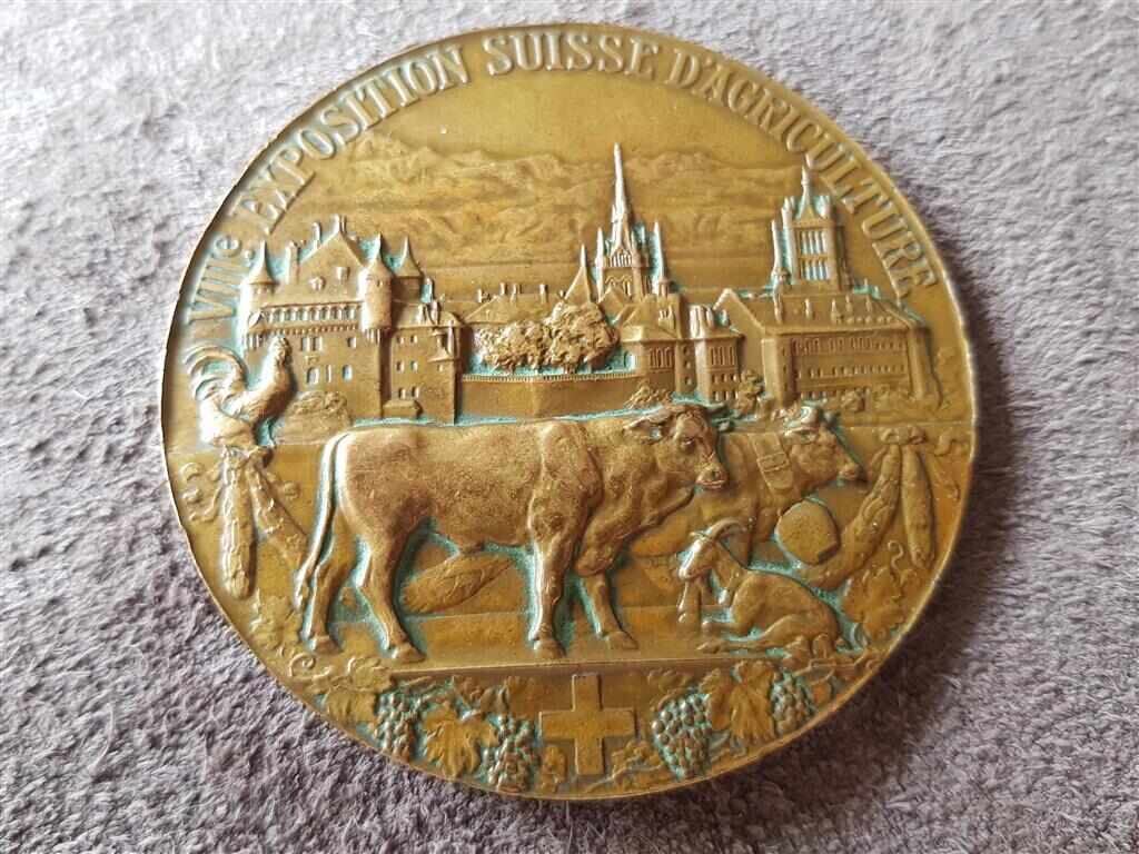 Παράδοση Σπάνιο 1910 χάλκινο νόμισμα Ελβετίας για αγροτικό πολιτισμό