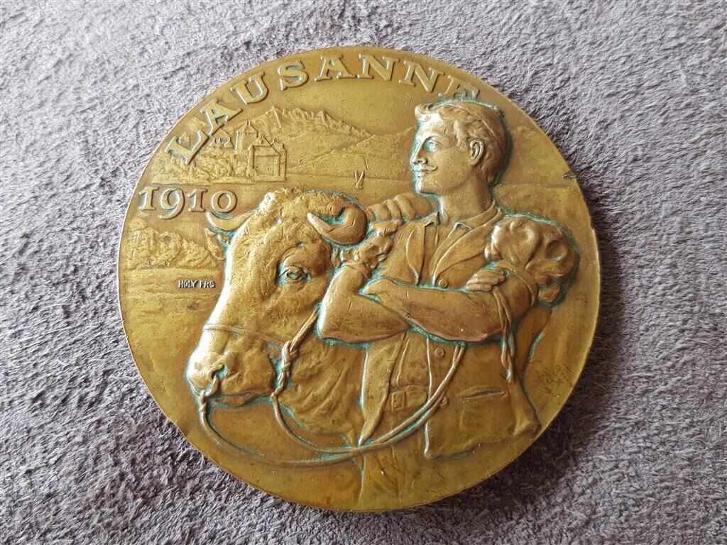Σπάνιο 1910 χάλκινο νόμισμα Ελβετίας για αγροτικό πολιτισμό