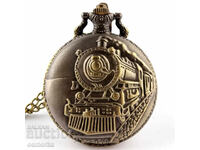 Ceas de buzunar tren locomotivă mecanic abur vagoane șine