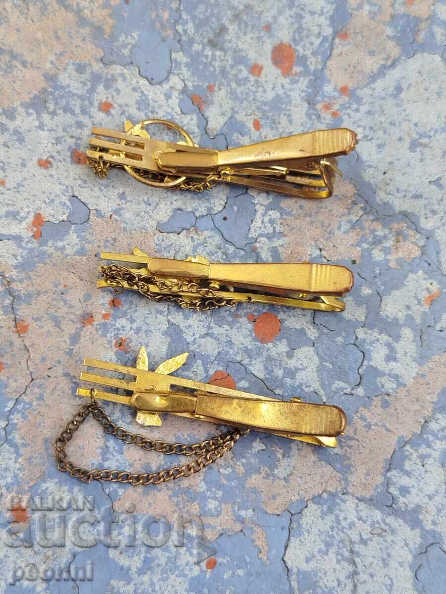 Three gold-plated tie clips with price 20.00 BGN | € 10.23