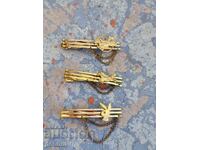 Trei ace de cravată placate cu aur