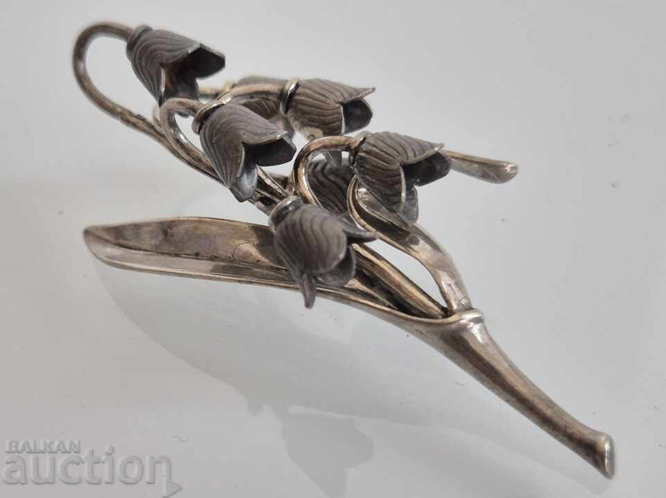 Floare Frumoasă Argintie Lăcrămioară Lucrată Manual 2