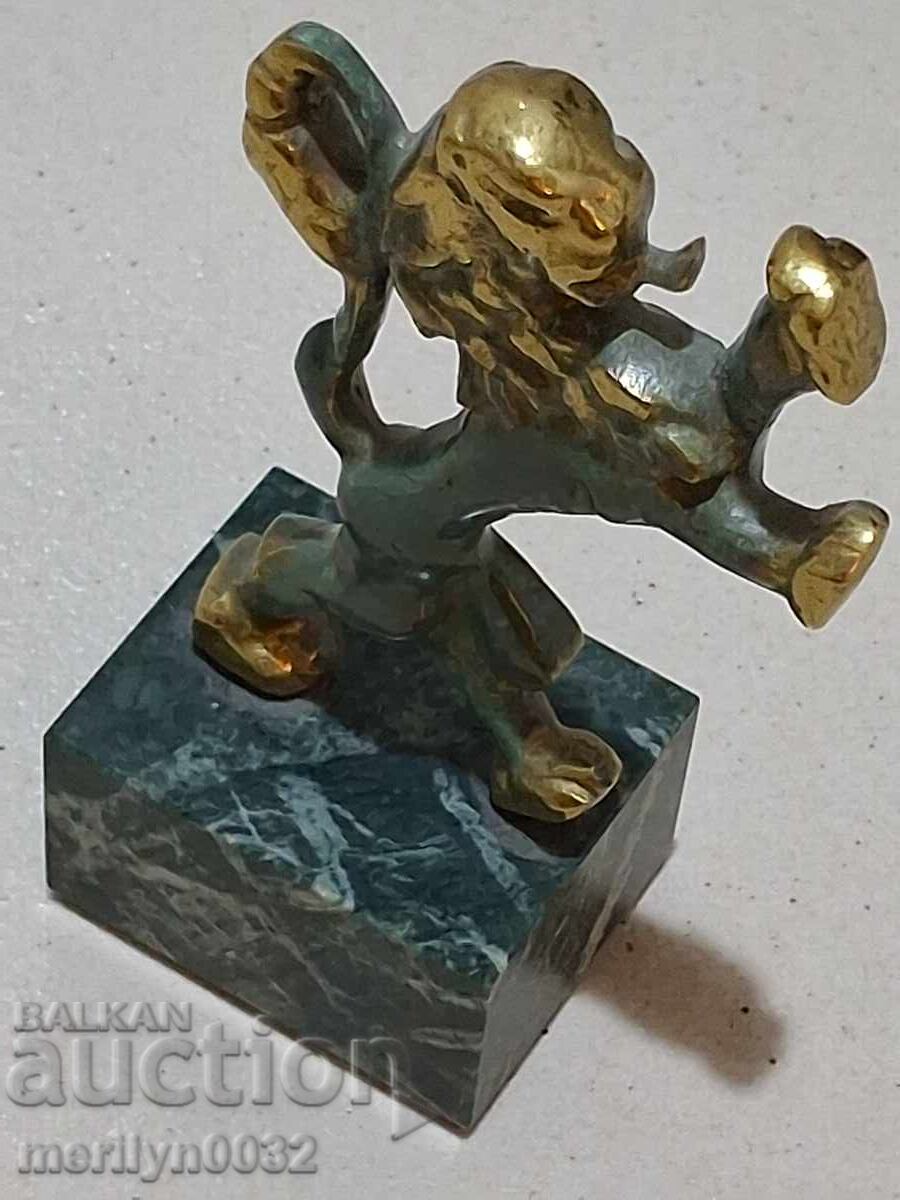 Бронзова статуетка балкански лъв фигура фигурка пластика - 6