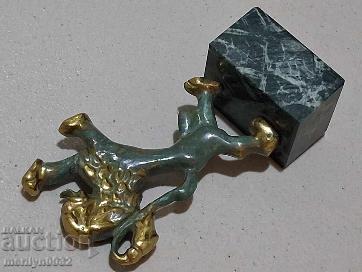 Бронзова статуетка балкански лъв фигура фигурка пластика - 7