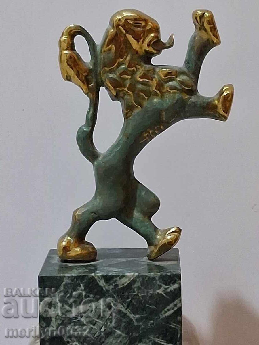 Bronze statuette Balkan lion figure figurine sculpture