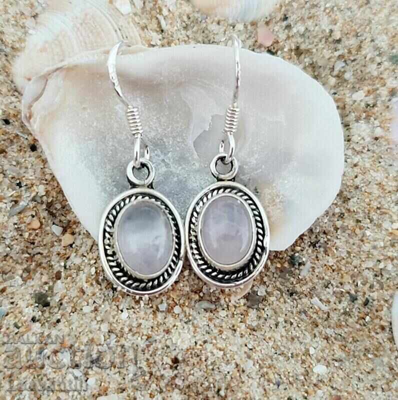 Silver earrings with rose quartz with price 36.00 BGN | € 18.41