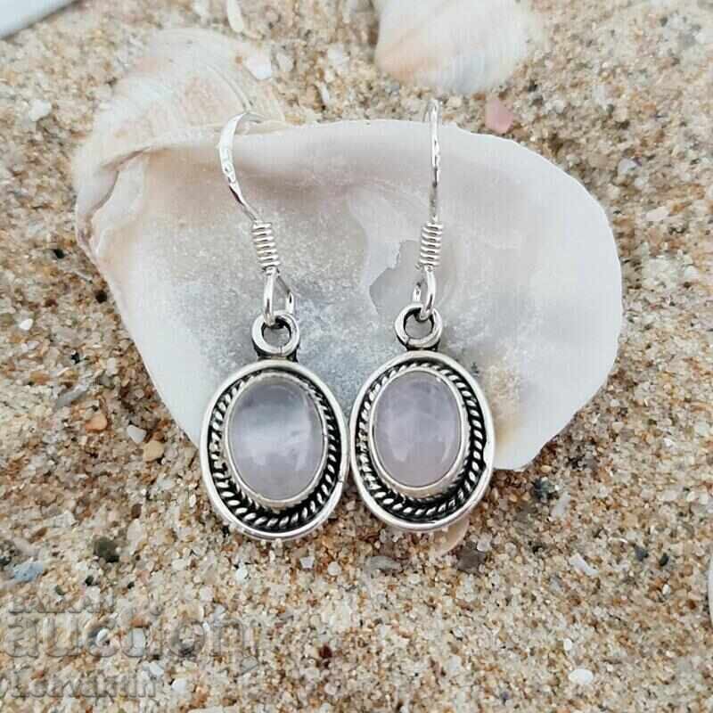 Auction  Silver earrings with rose quartz