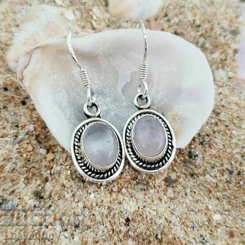 Silver earrings with rose quartz