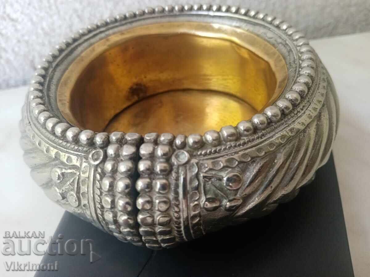 Ethnic bracelet, vessel, tribal, bronze, engraved, RR, Africa